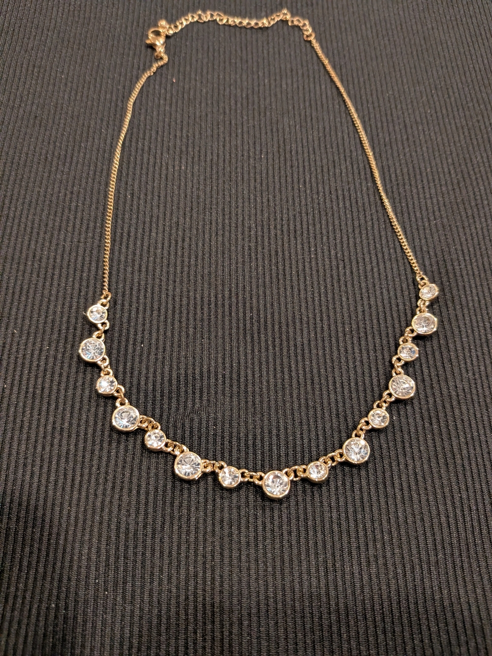 #1: Gold Tone Crystal Station Necklace - Women Jewelry